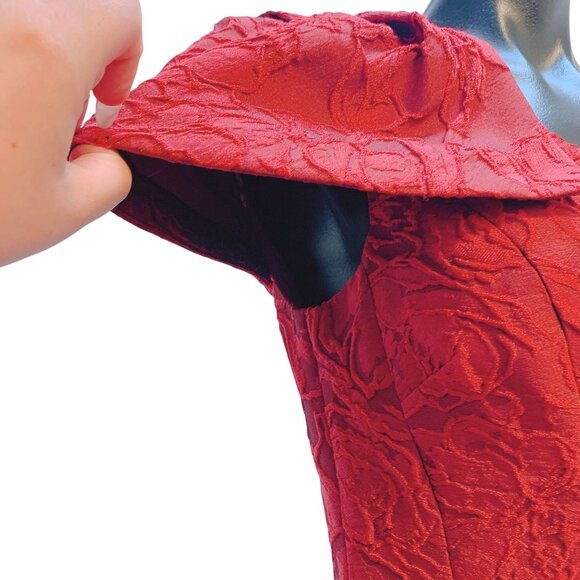 Teri Jon Rickie Freeman  Exclusive Textured A-Line Dress Short Sleeves Size 4 - Picture 3 of 9